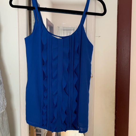 NWOT Cobalt blue ruffle front blouse - Picture 2 of 3